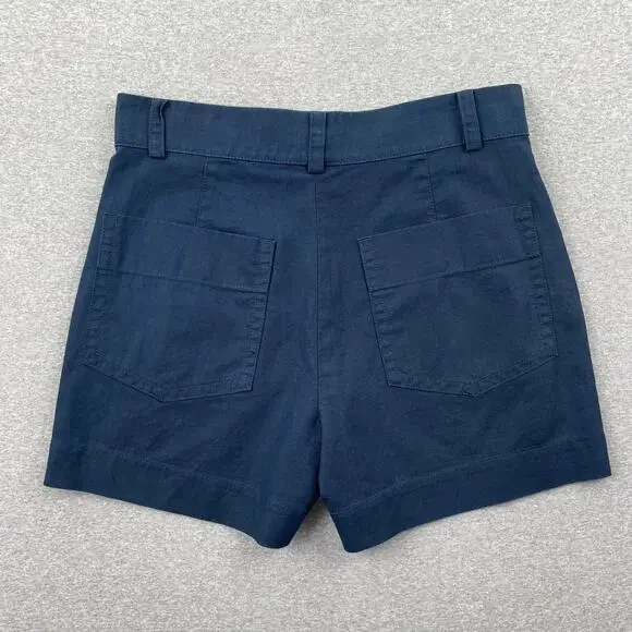 VINCE Shorts Womens 4 Navy Blue Hemp Cotton Coastal Casual Lightweight Summer